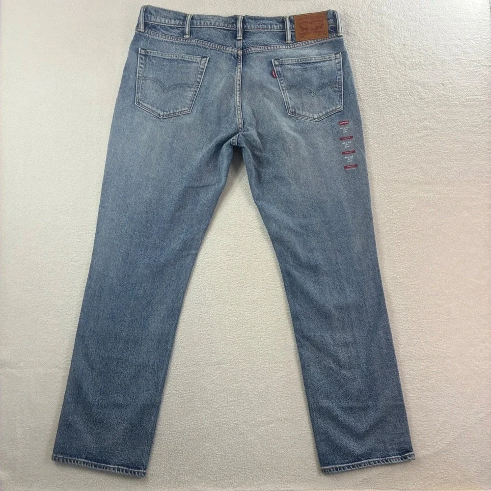 Levis 511 Slim Jeans Mens 40x32 Blue Light Wash Stretch Faded Whiskered‎ NWT
